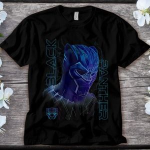 Marvel Black Panther Movie Geo Tech Purple Portrait T-Shirt Unisex Adult T-shirt
